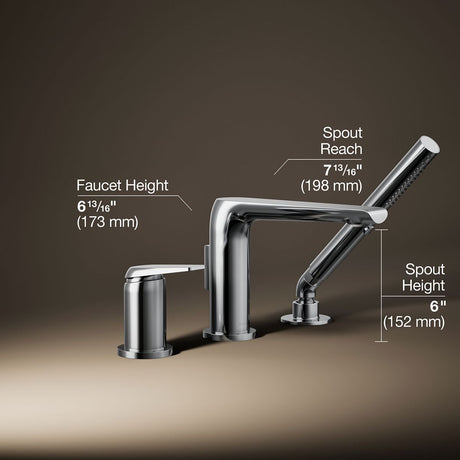 Avid® Deck-mount bath faucet with handshower