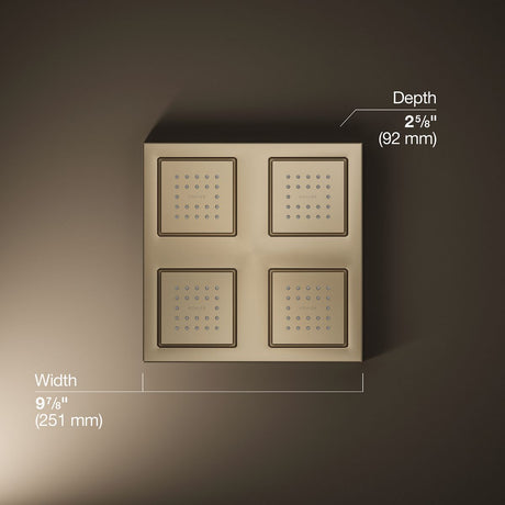 WaterTile® Rain Overhead shower panel with four 22-nozzle sprayheads
