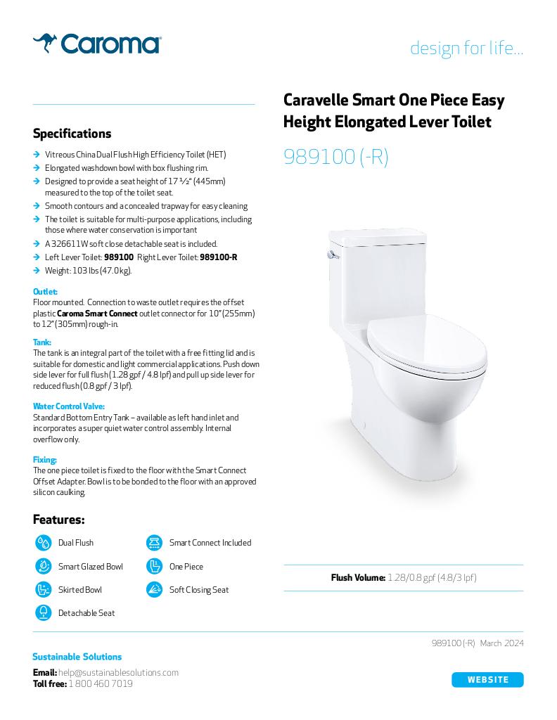 Caroma Caravelle Smart One Piece (Lever)