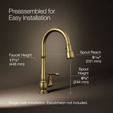 Artifacts® Pull-down kitchen sink faucet with three-function sprayhead