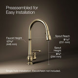 Artifacts® Pull-down kitchen sink faucet with three-function sprayhead