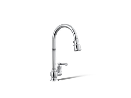 Artifacts® Pull-down kitchen sink faucet with three-function sprayhead
