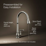 Artifacts® Pull-down kitchen sink faucet with three-function sprayhead