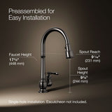 Artifacts® Pull-down kitchen sink faucet with three-function sprayhead