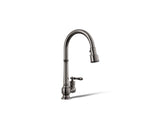 Artifacts® Pull-down kitchen sink faucet with three-function sprayhead