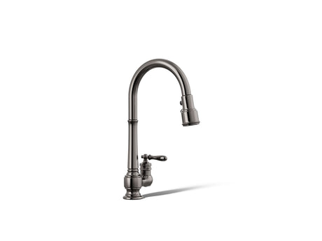 Artifacts® Pull-down kitchen sink faucet with three-function sprayhead