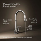 Artifacts® Pull-down kitchen sink faucet with three-function sprayhead