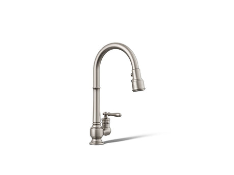 Artifacts® Pull-down kitchen sink faucet with three-function sprayhead