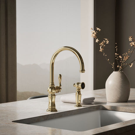 Artifacts® Single-handle kitchen sink faucet with two-function sprayhead