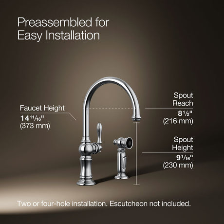 Artifacts® Single-handle kitchen sink faucet with two-function sprayhead