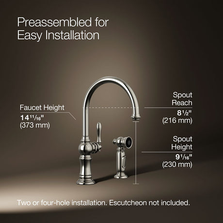 Artifacts® Single-handle kitchen sink faucet with two-function sprayhead