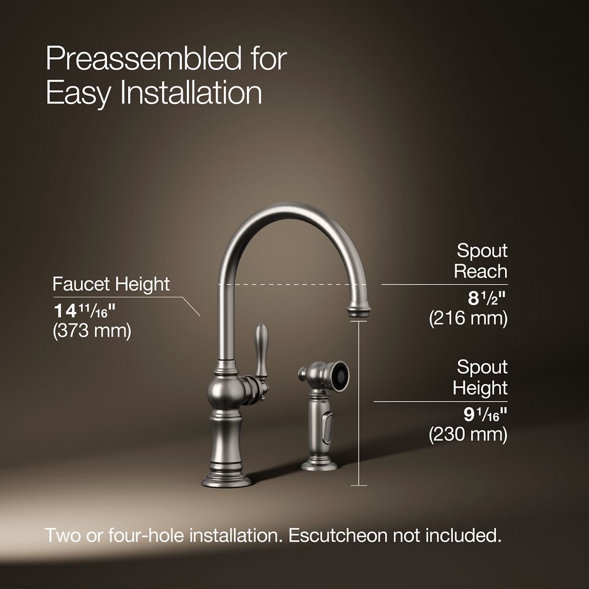 Artifacts® Single-handle kitchen sink faucet with two-function sprayhead