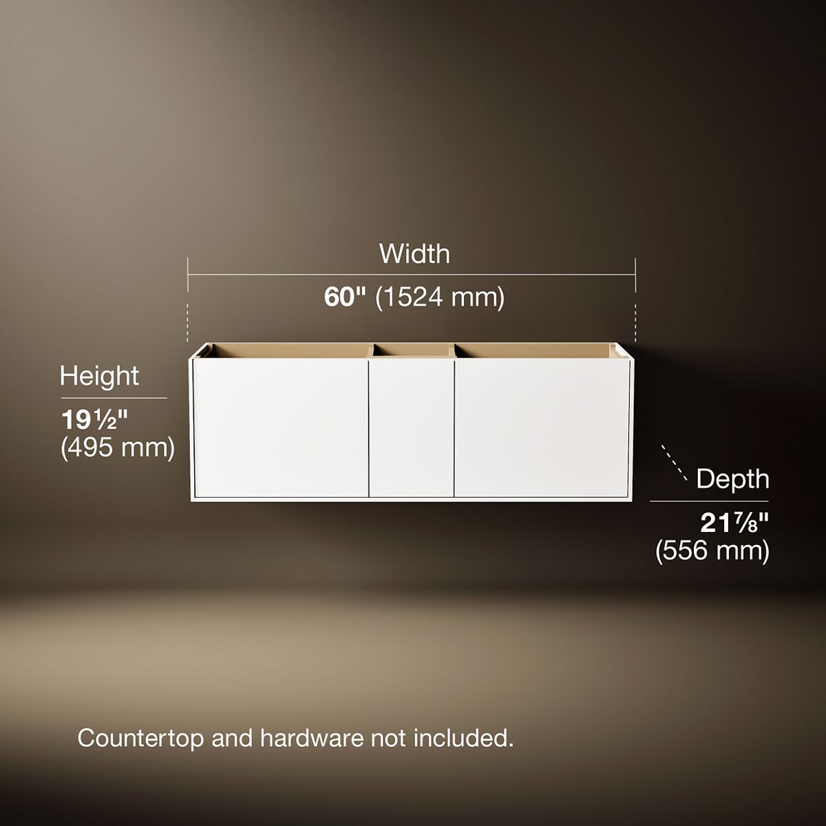 Jute® 60" wall-hung bathroom vanity cabinet