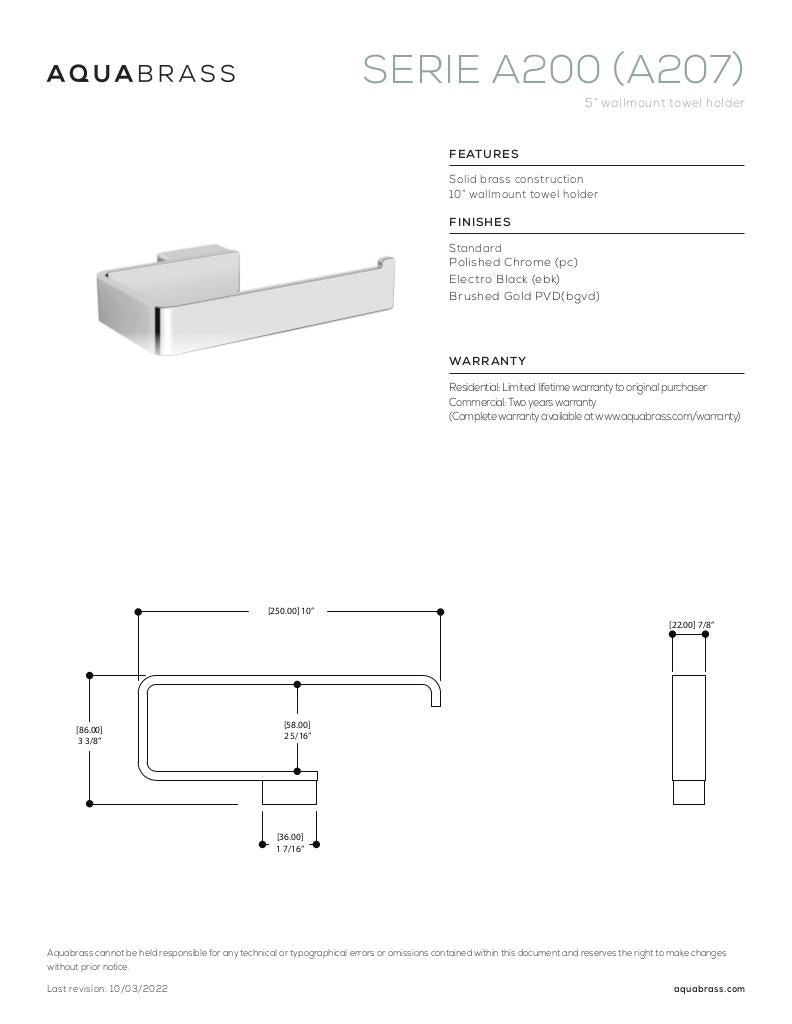 10" wallmount towel holder