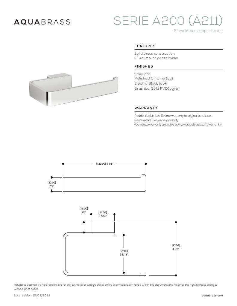 5" wallmount paper holder