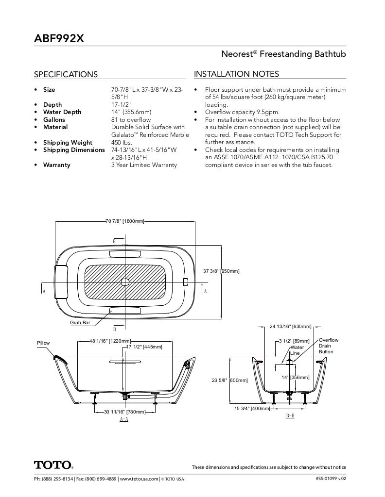 Neorest Freestanding Bathtub