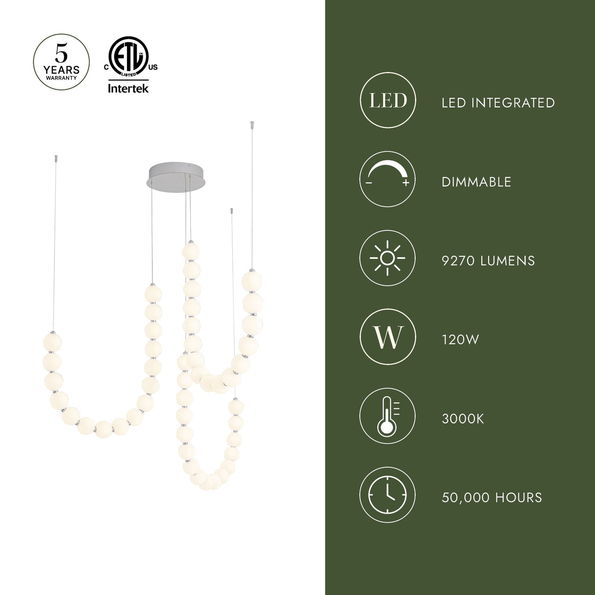 Alora Akoya 54-in 3-Head Chandelier
