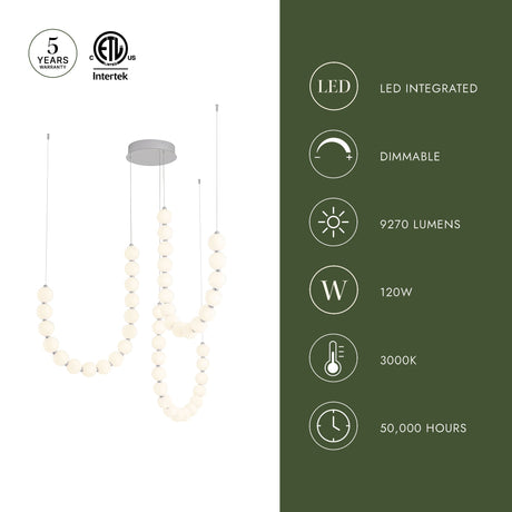 Alora Akoya 54-in 3-Head Chandelier