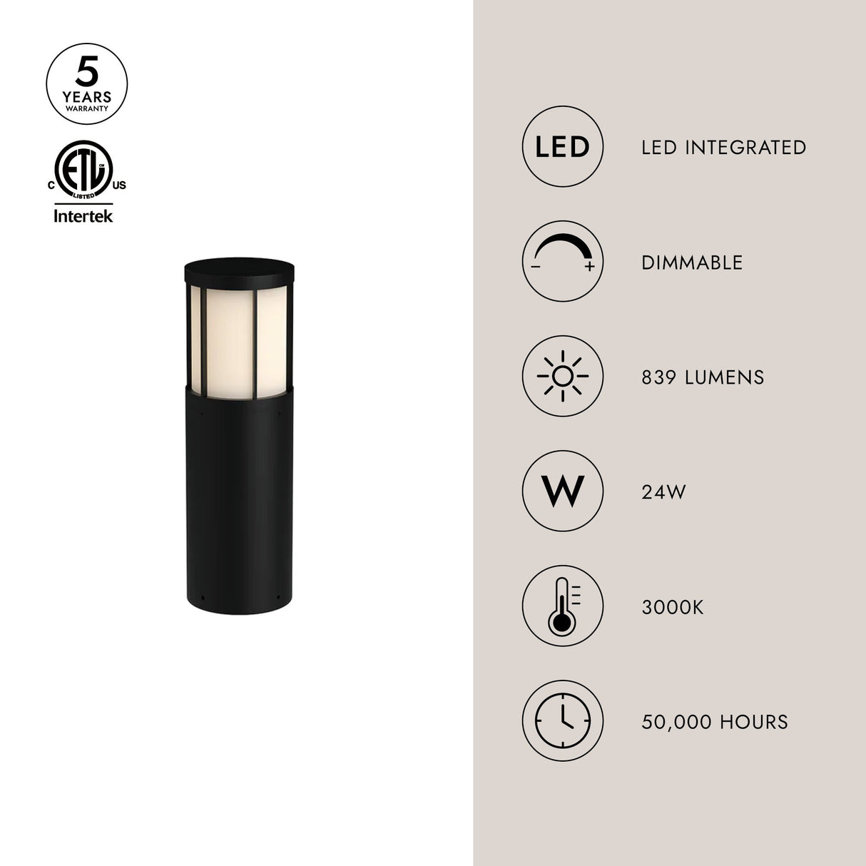 Kuzco Alden 20-in Exterior Bollard