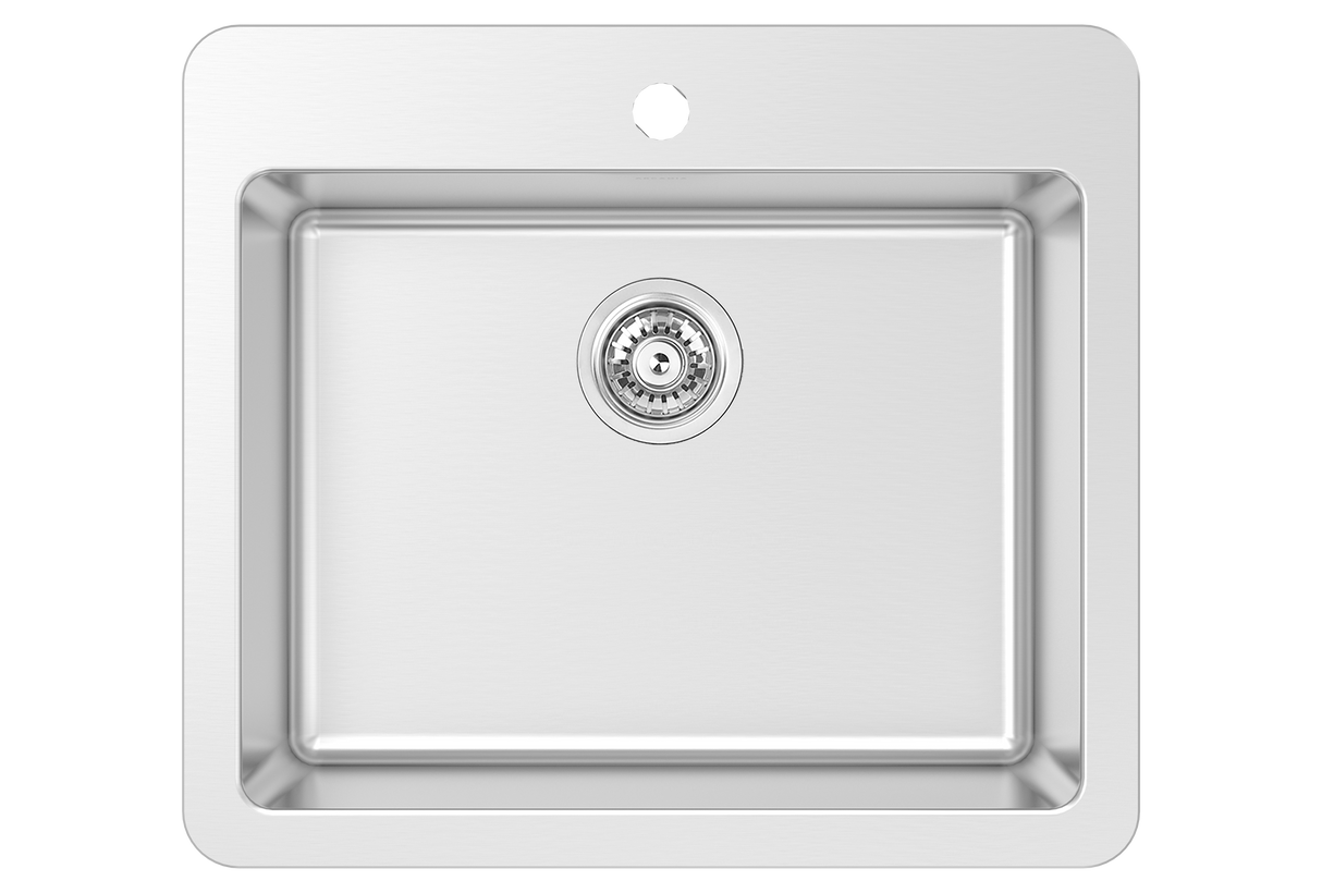Arcadia T 25" Single Sink Topmount Tap Ledge, 16 Gauge, R20, Single Box