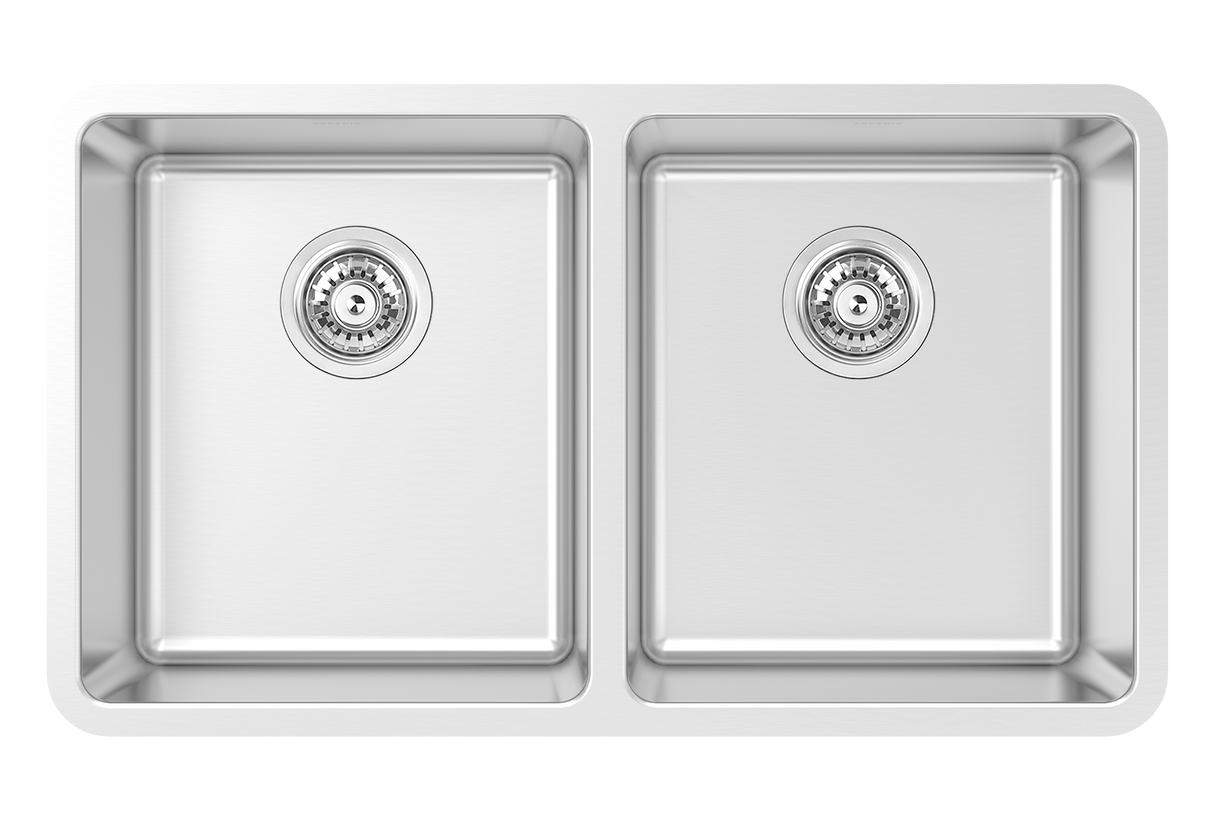 Arcadia U 32" 50/50 Double Sink - Undermount, 16 Gauge, R20, Single Box