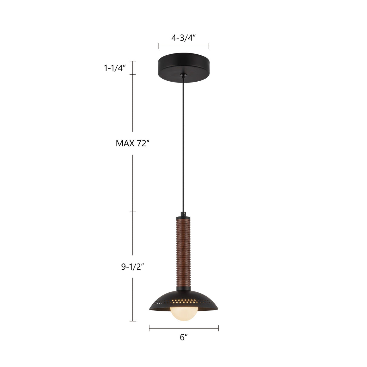 Alora Mood Arden 9-in (With Shade) Pendant