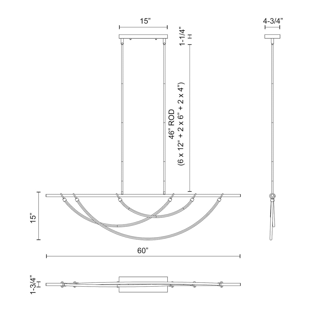 Alora Aryas 60-in Linear Pendant