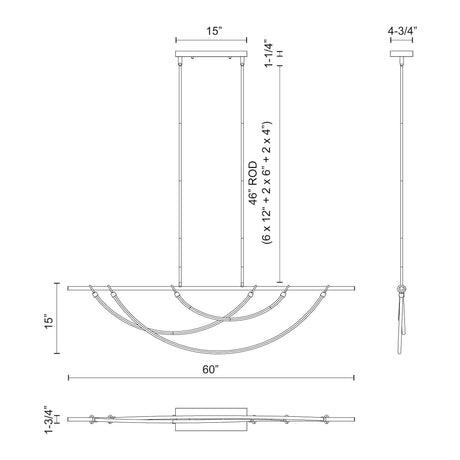 Alora Aryas 60-in Linear Pendant