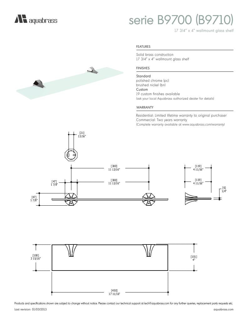 Wallmount glass shelf