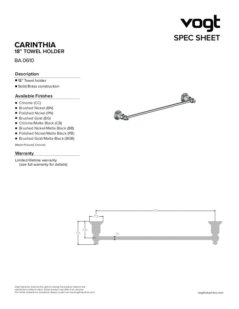 CARINTHIA 18" TOWEL BAR