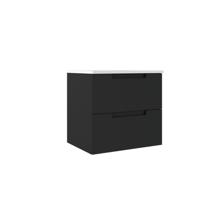 Coda 24″ Two Drawer Wall-Mounted Vanity in Matte Black