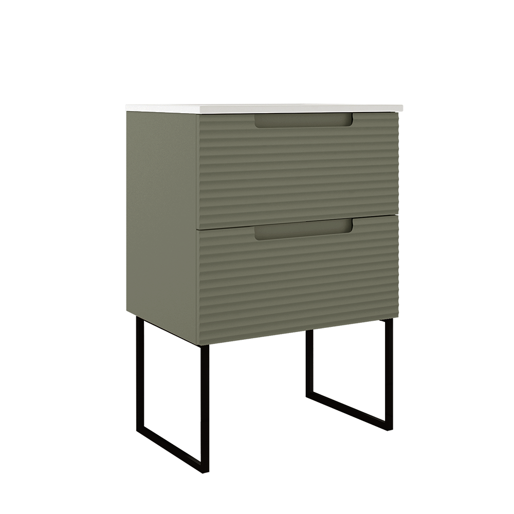 Coda Rippled 24″ Two Drawer Wall-Mounted Vanity