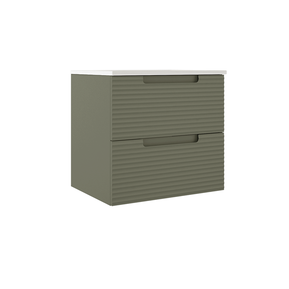 Coda Rippled 24″ Two Drawer Wall-Mounted Vanity