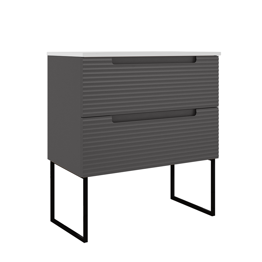 Coda Rippled 31″ Two Drawer Wall-Mounted Vanity