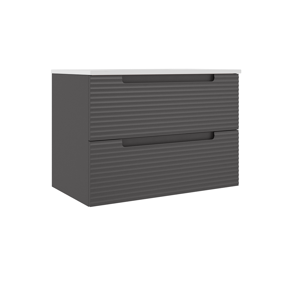 Coda Rippled 31″ Two Drawer Wall-Mounted Vanity