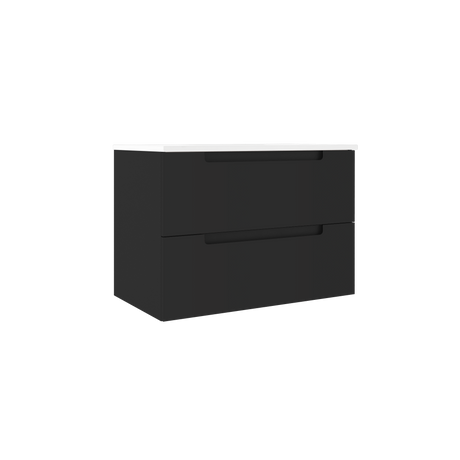 Coda 31″ Two Drawer Wall-Mounted Vanity in Matte Black
