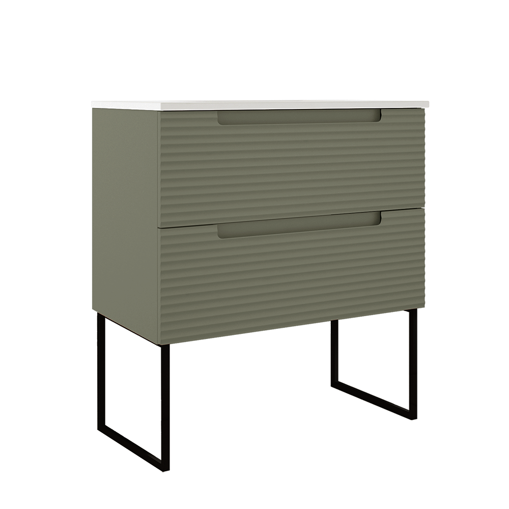 Coda Rippled 31″ Two Drawer Wall-Mounted Vanity