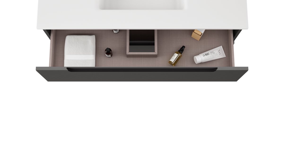 Coda Rippled 36″ Two Drawer Wall-Mounted Vanity