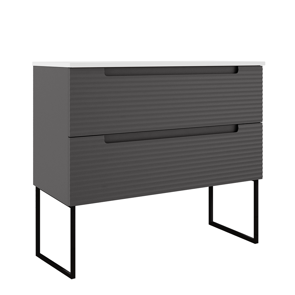 Coda Rippled 36″ Two Drawer Wall-Mounted Vanity