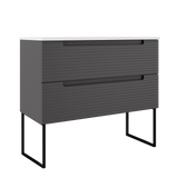 Coda Rippled 36″ Two Drawer Wall-Mounted Vanity