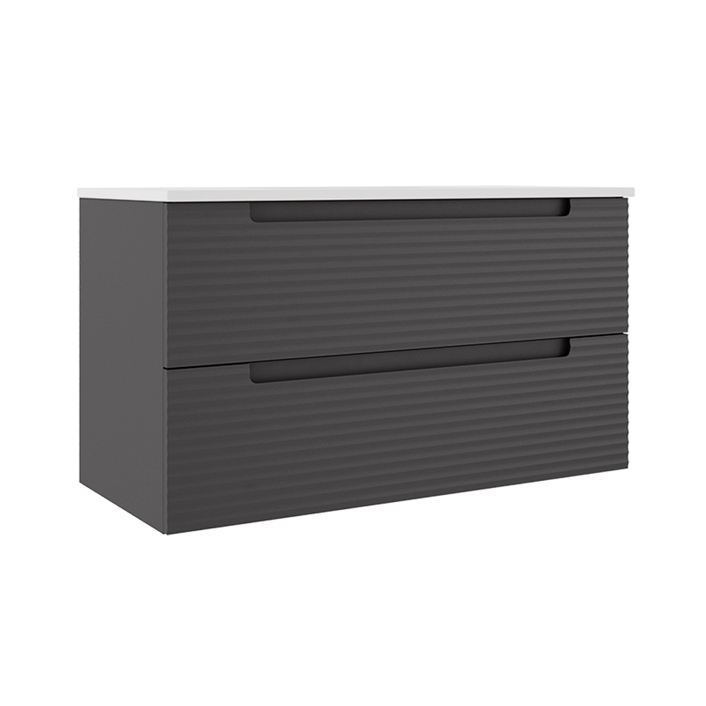 Coda Rippled 36″ Two Drawer Wall-Mounted Vanity