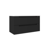 Coda 36″ Two Drawer Wall-Mounted Vanity in Matte Black