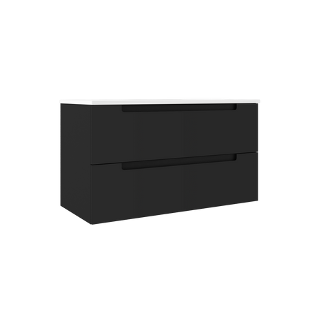 Coda 36″ Two Drawer Wall-Mounted Vanity in Matte Black