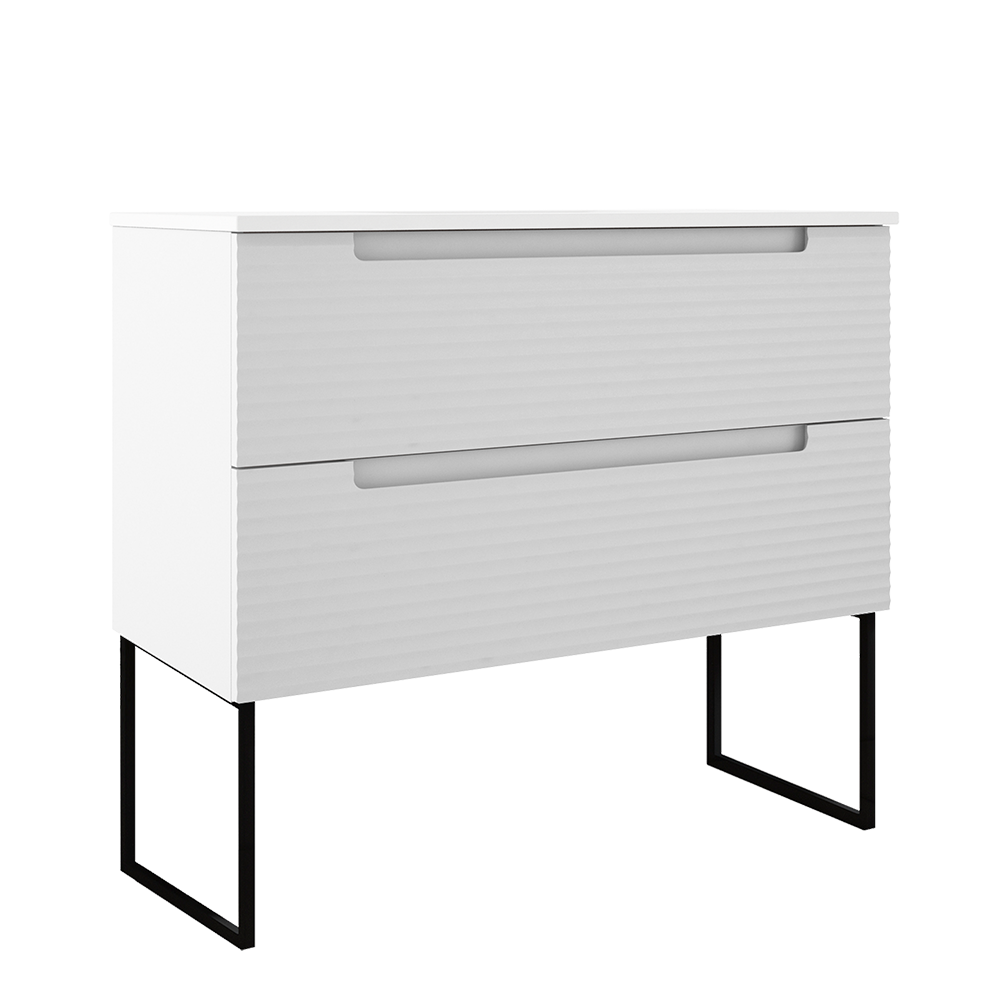 Coda Rippled 36″ Two Drawer Wall-Mounted Vanity