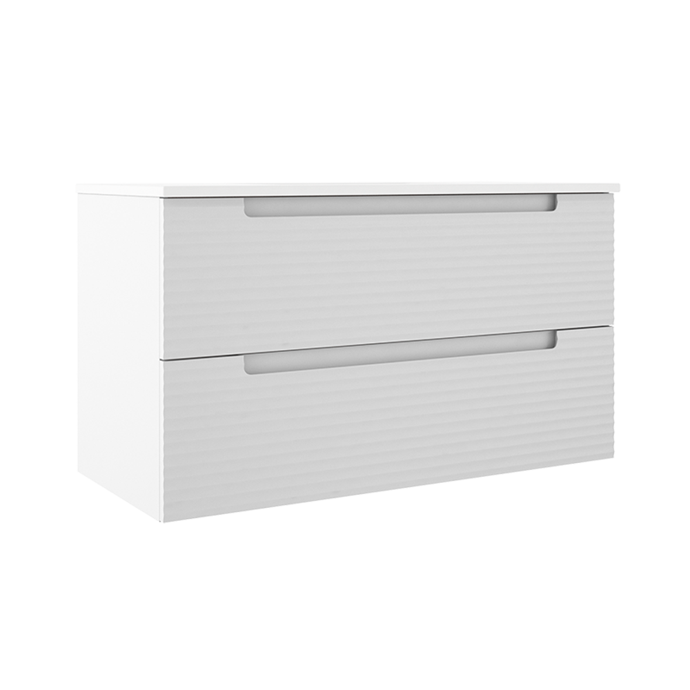 Coda Rippled 36″ Two Drawer Wall-Mounted Vanity