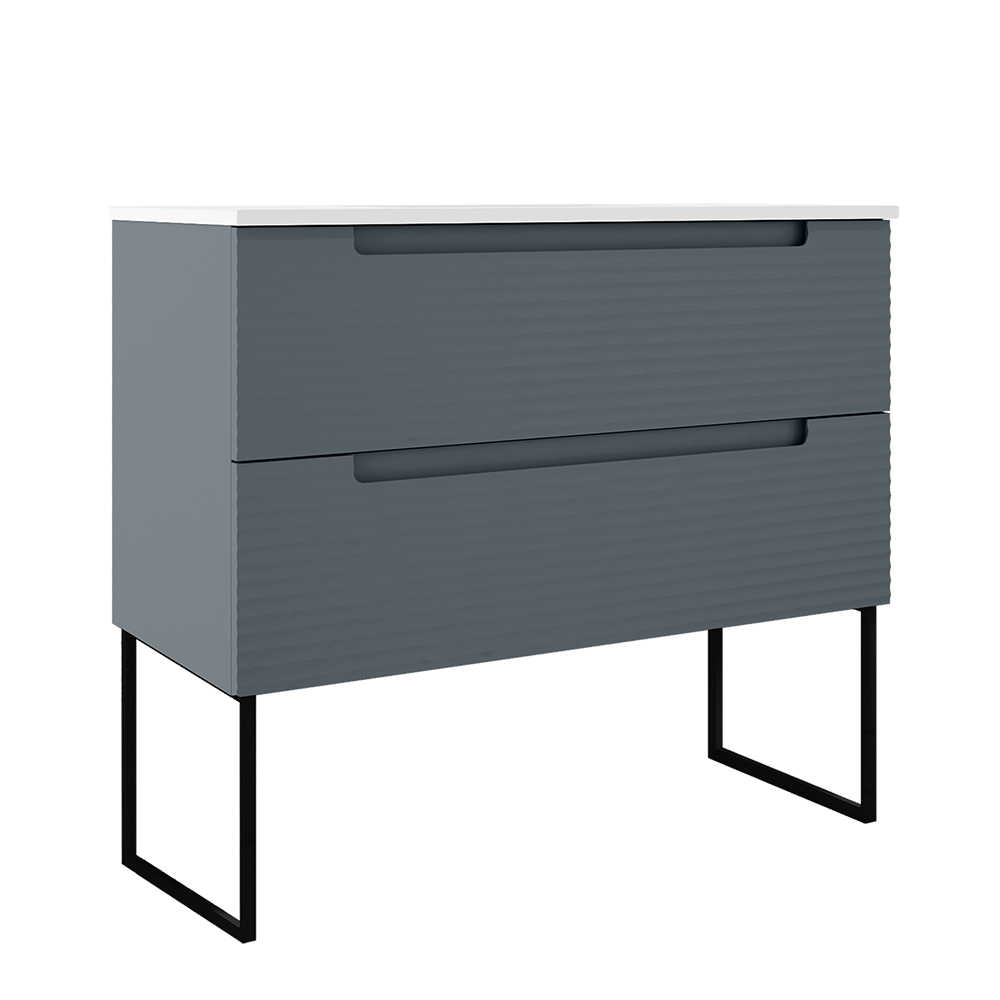 Coda Rippled 36″ Two Drawer Wall-Mounted Vanity