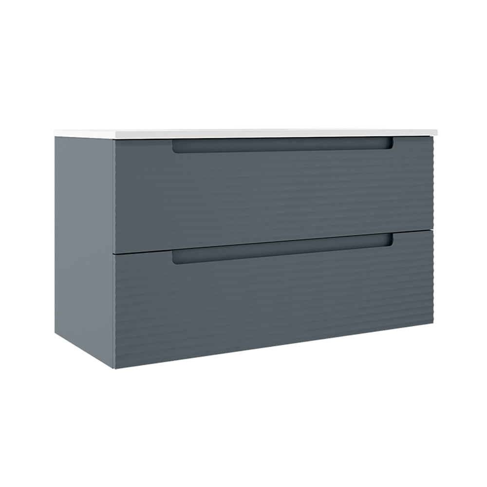Coda Rippled 36″ Two Drawer Wall-Mounted Vanity