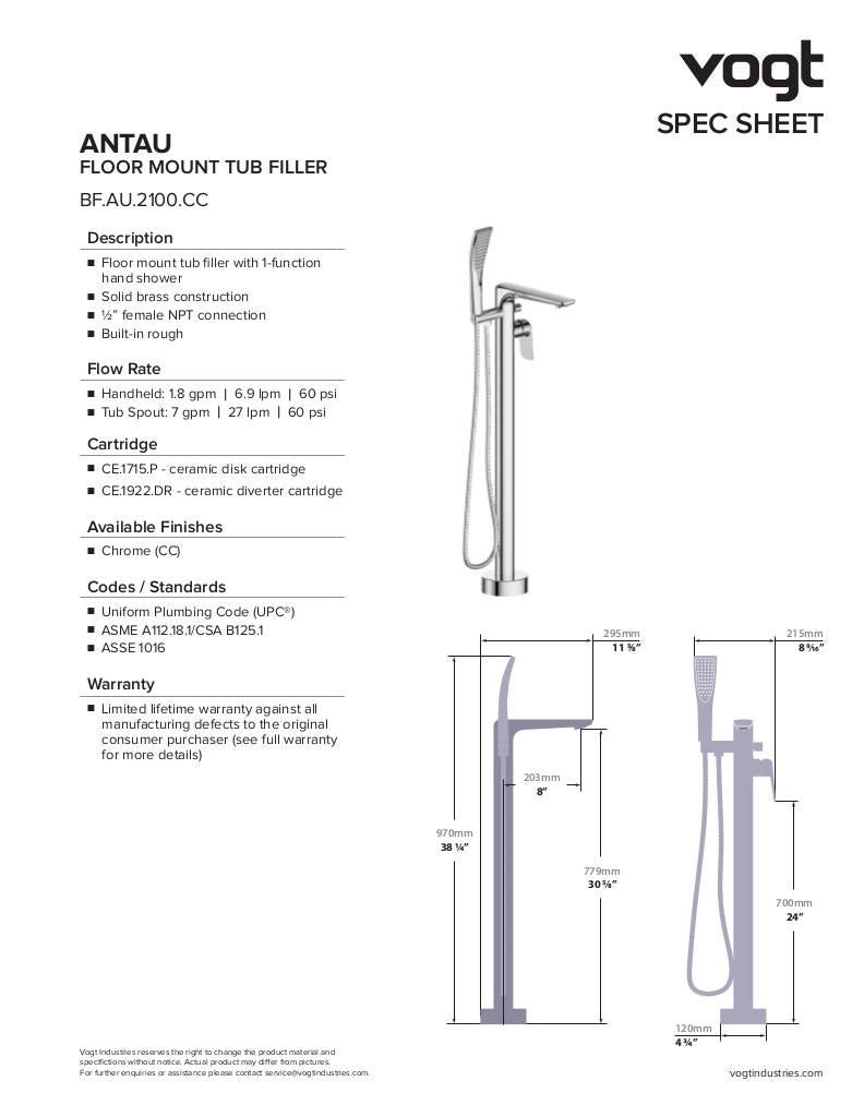ANTAU FLOOR MOUNT TUB FILLER