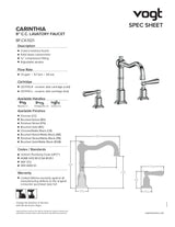 CARINTHIA 8" C.C. LAVATORY FAUCET WITH POP-UP DRAIN