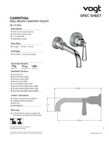 CARINTHIA WALL MOUNT LAVATORY FAUCET